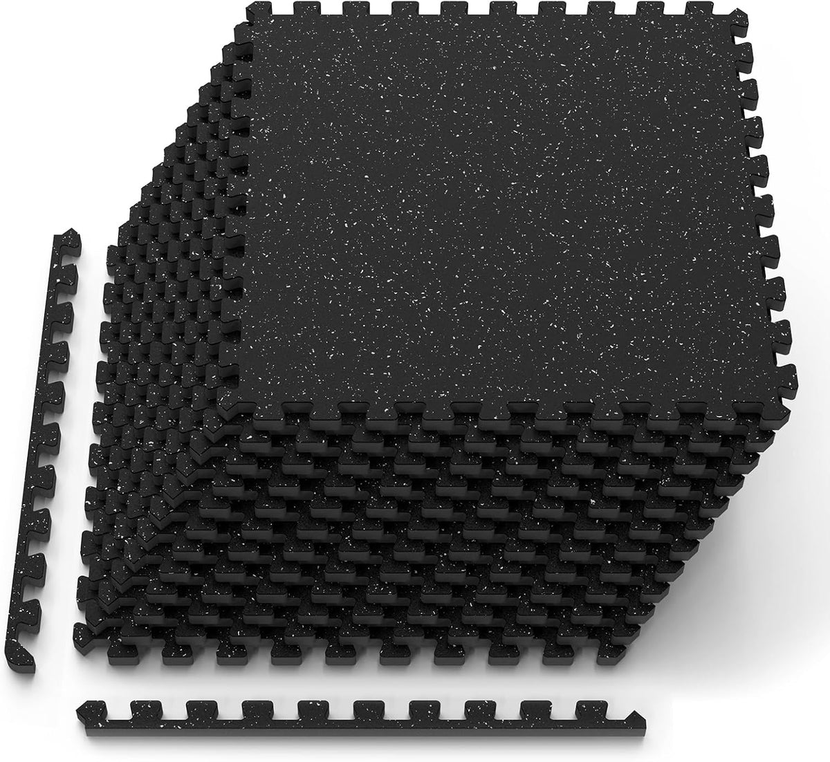 ProsourceFit Rubber Top Exercise Puzzle Mat ¾-inch, EVA Foam, Protective Interlocking Tiles for Home Gym Equipment and Workouts; Grey, 24 SQ FT, 6 Tiles