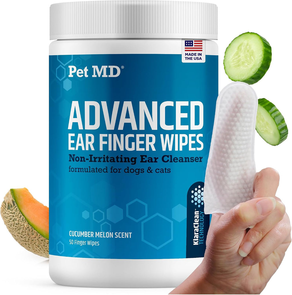 Pet MD Cat and Dog Ear Cleaner Wipes - Advanced Otic Veterinary Ear Cleaner Formula - Dog Ear Infection Treatment - 100 Count