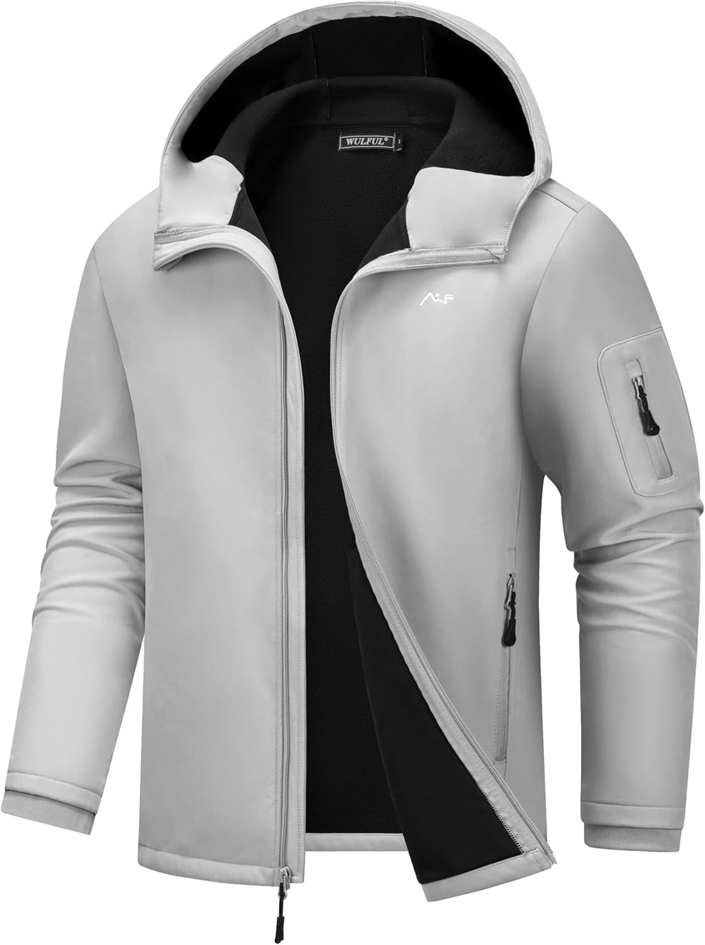 WULFUL Men's Lightweight Softshell Jacket Warm Fleece Lined Windbreaker Waterproof Soft Shell for Outdoor Hiking