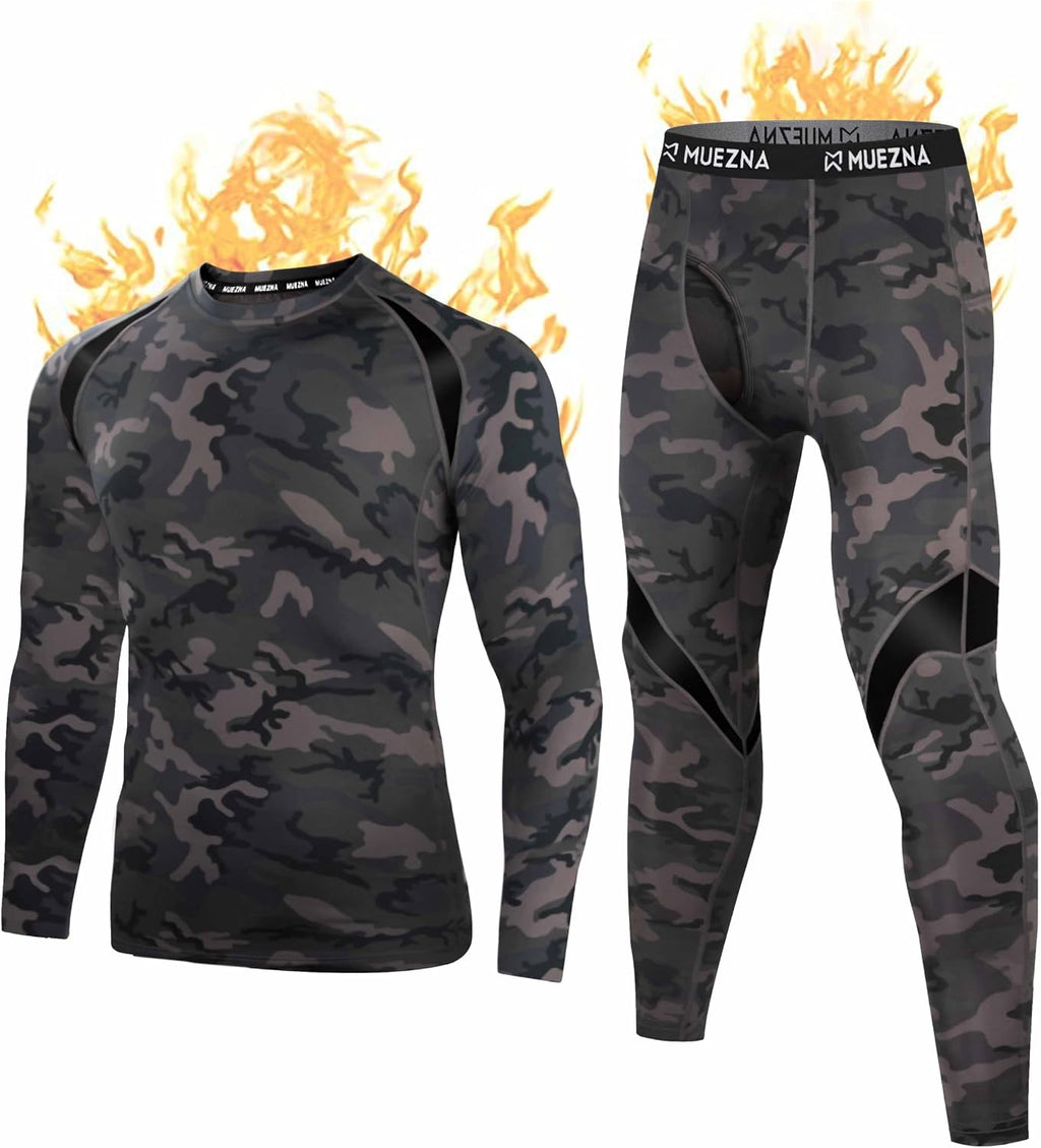Muezna Men's Thermal Top and Bottom Set Underwear Long Johns Base Layer