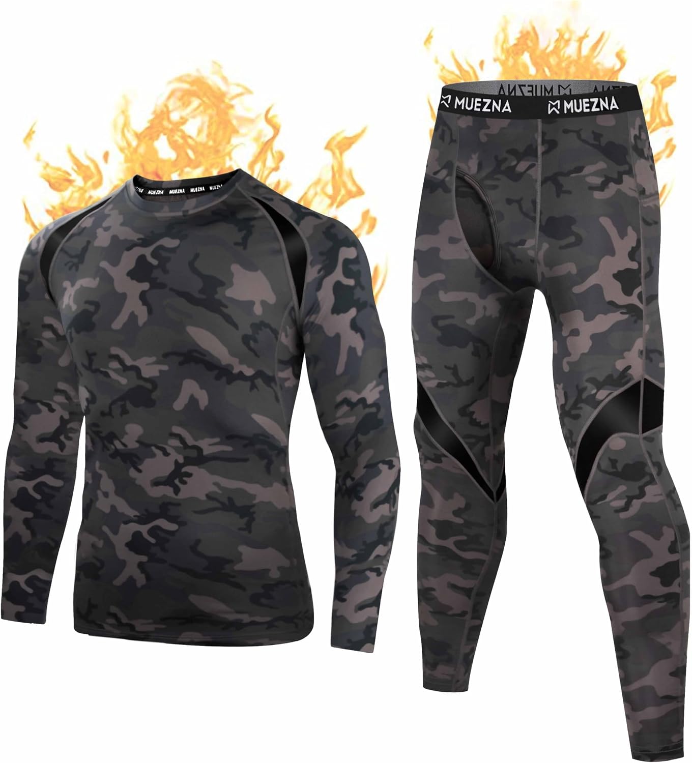Muezna Men's Thermal Top and Bottom Set Underwear Long Johns Base Layer