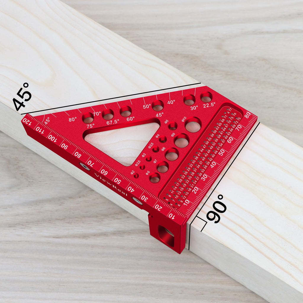 Metric Versatile Carpenter Square Scribing Ruler, 3D Multi-Angle Measuring Tool with Angle Pin Aluminum Alloy 22.5-90 Degree, CM Scale for Woodworking, Engineering, Construction