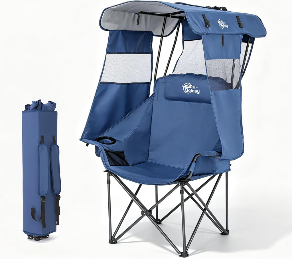 Bolosy Oversized Camping Chair with Canopy Beach Chair with Shade