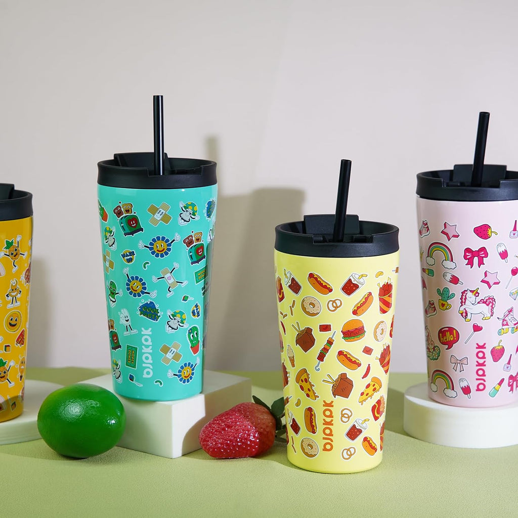 BJPKPK 34oz Coffee Tumbler with Straw, Insulated Stainless Steel Cup
