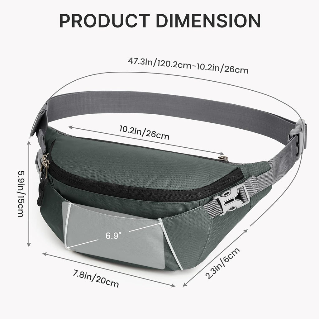 G4Free Fanny Pack for Men Crossbody Belt Bag Waist Pack with RFID Blocking Travel Hiking, Grey