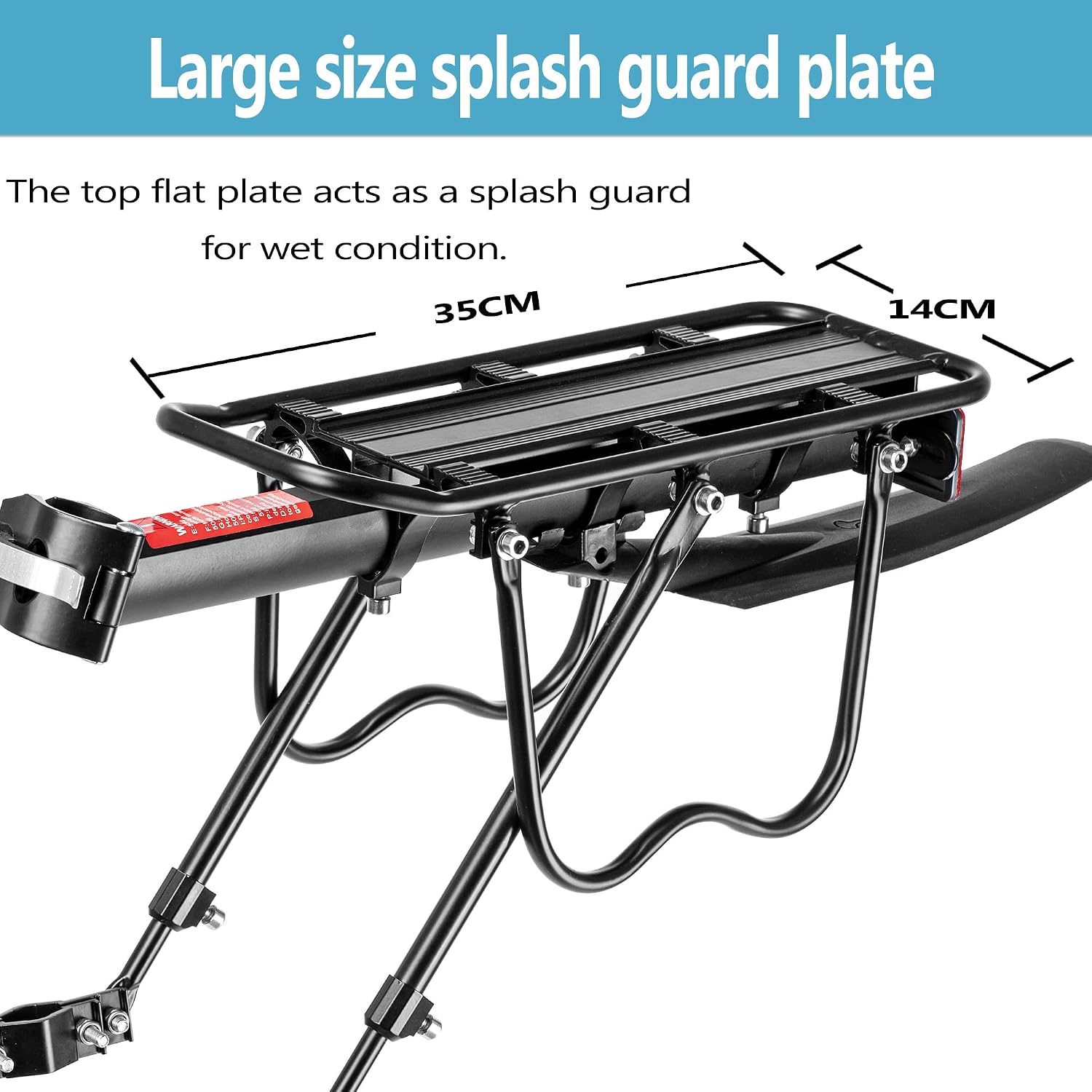 Rear Bike Rack,Bike Cargo Rack w/Fender & Large Size Reflective,Quick Release Mountain Road Bicycle Rear Racks,Universal Bike Luggage Rack,Large Capacity Bike Pannier Rack,YONTUO