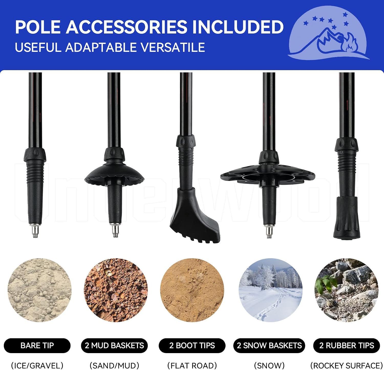 Trekking Poles Collapsible Hiking Poles, Lightweight Aluminum Hiking Sticks