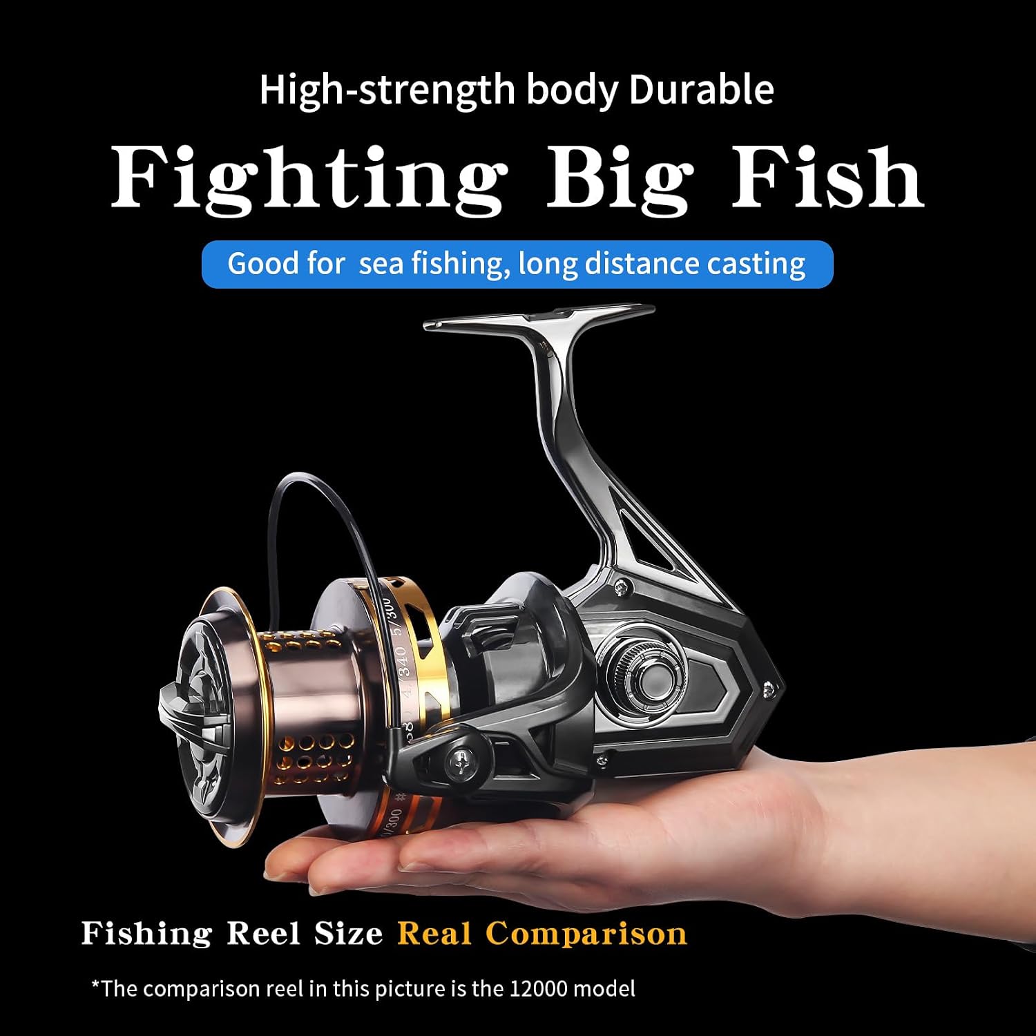 Big Game Surf Spinning Fishing Reel, 44Lbs Max Drag Saltwater Fishing Reels