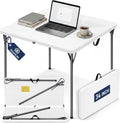 34" Square Folding Table for 4 Person, 330lbs Weight Capacity Foldable Table with HDPE Tabletop & Heavy-Duty Steel Legs, Large Portable Picnic Table for Indoor Outdoor Parties, Camping, White