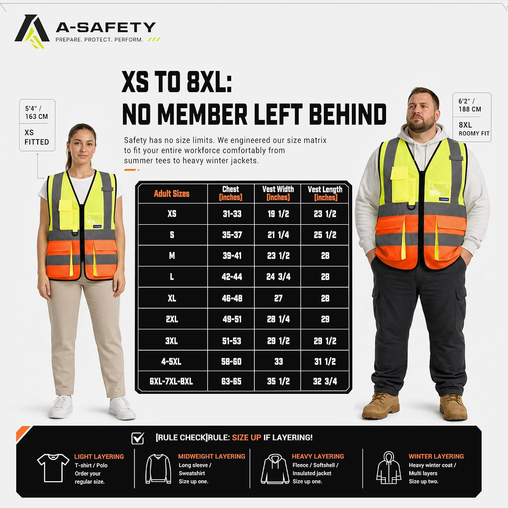 A-SAFETY High Visibility Reflective Safety Vest Customize Logo (XS-8XL)