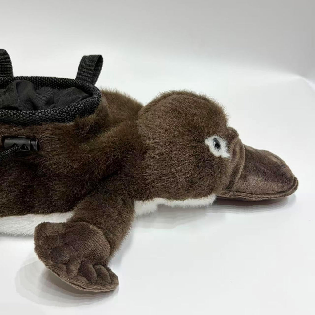 Platypus Climbing Chalk Bag, Cute Plush Animal Chalk Bag with Drawstring Closure & Adjustable Belt Loops, Chalk Bag for Rock Climbing Bouldering, Unique Climbing Gear Gift for Climbers