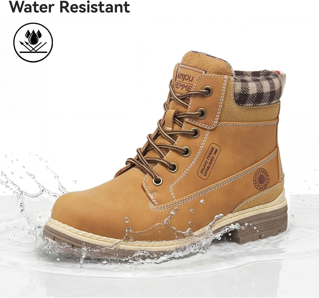 ANJOUFEMME Outdoor Hiking Boots for Women Waterproof - Womens Ankle Boots Lightweight Snow Winter Boots for Trekking Walking