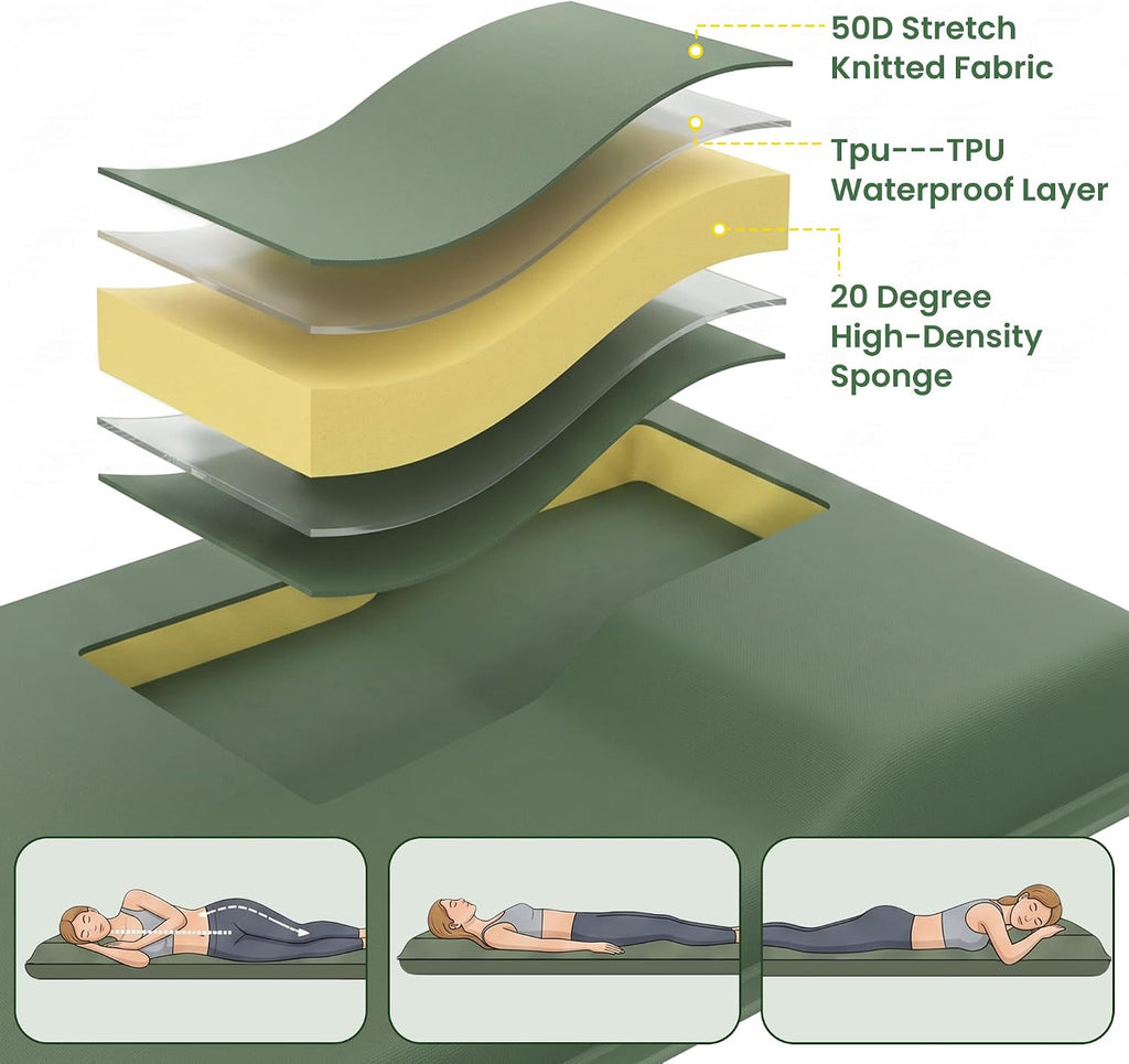 Self Inflating Sleeping Pad with Foot Pump - Green