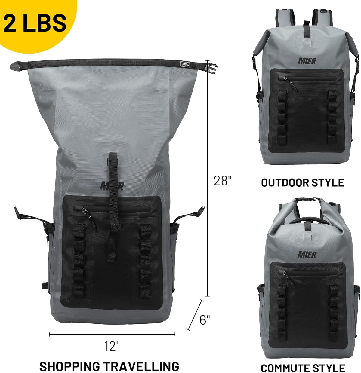 MIER Roll Top Waterproof Backpack Floating Dry Bag for Men Women