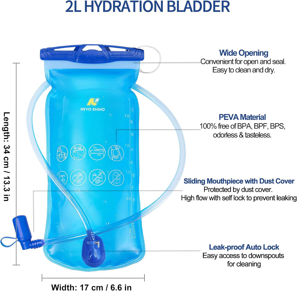 N NEVO RHINO Hydration Bladder 1.5L - 2L- 3L Leak Proof Water Reservoir