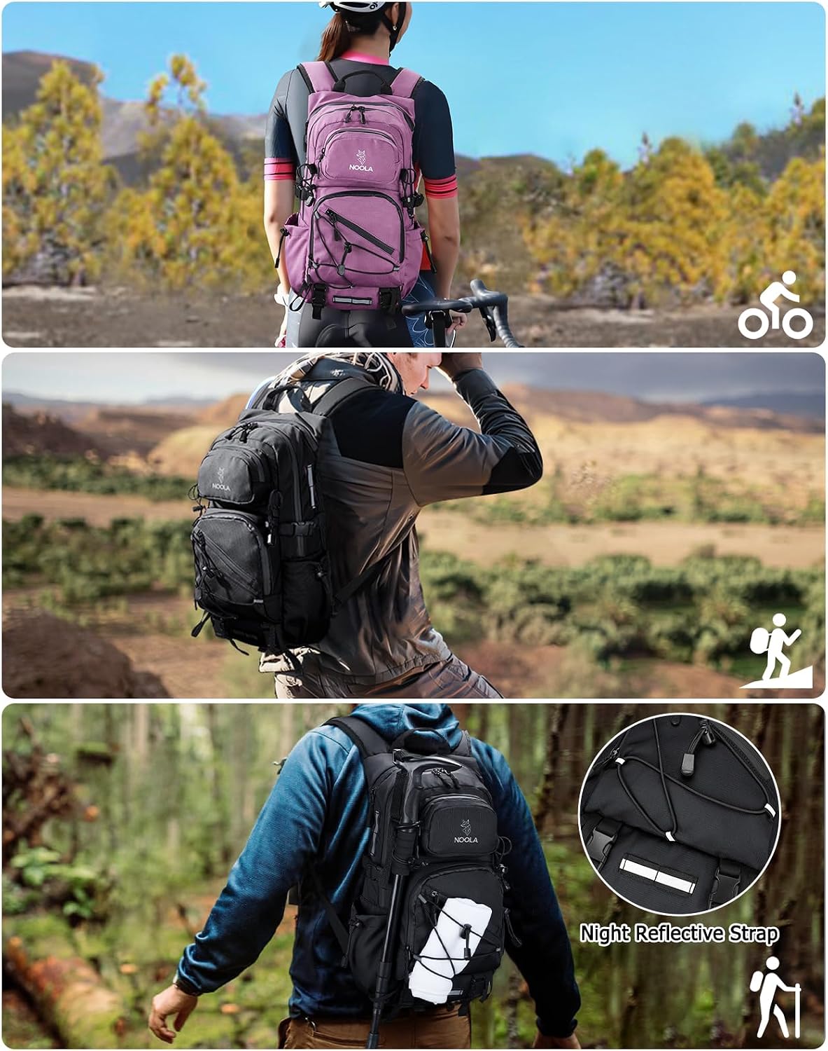 NOOLA 22L Hydration Hiking Backpack with 3L Water Bladder for Women and Men