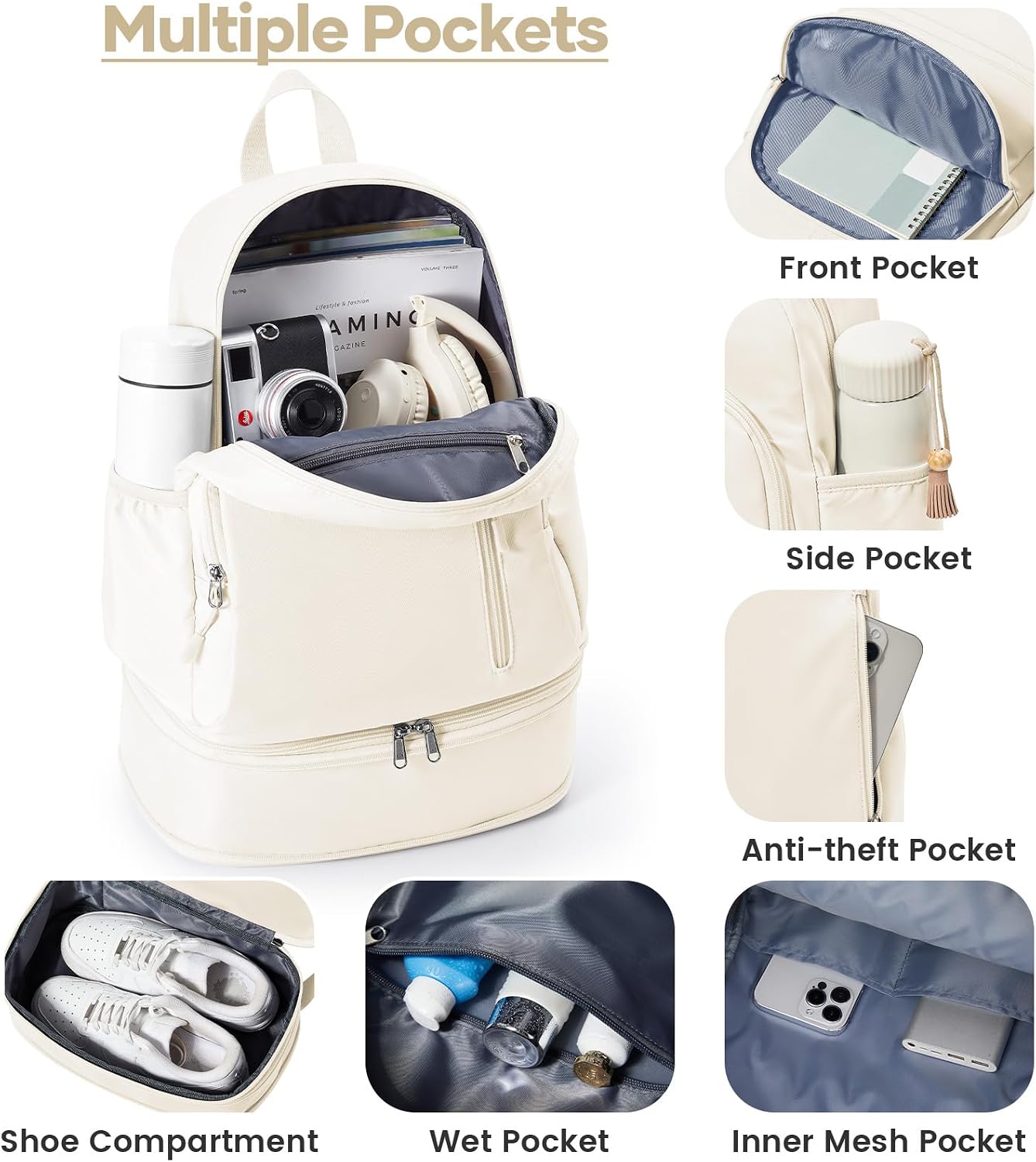 Gym Backpack for Women, Dance Volleyball Backpacks With Shoe Compartment