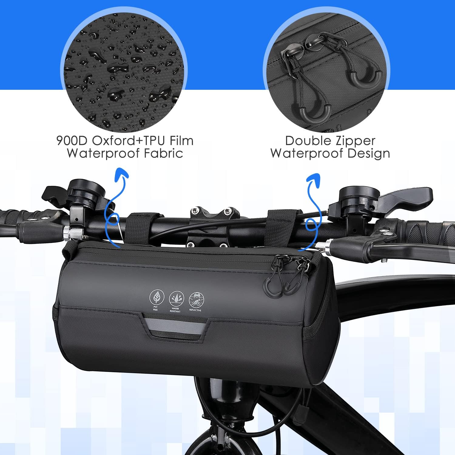 WOTOW Bike Handlebar Bag Waterproof - Bicycle Front Pouch, 2.4L