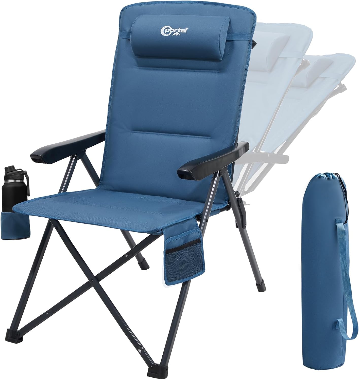 Portal Reclining Camping Chair with Adjustable Back, Blue