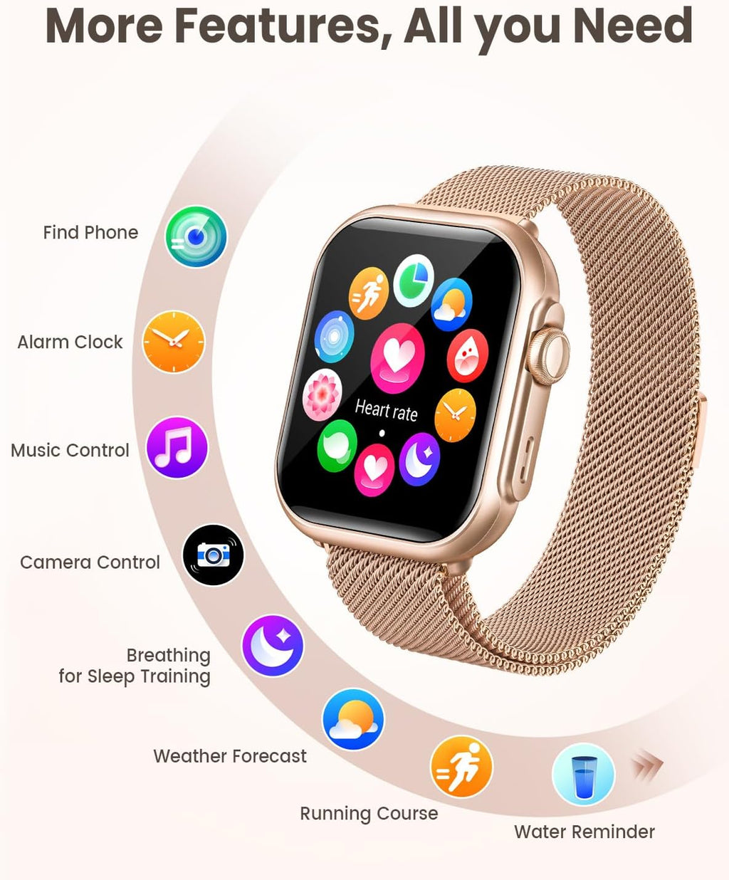 Smart Watch for Women for iPhone Android:1.85" Smartwatch Fitness Tracker