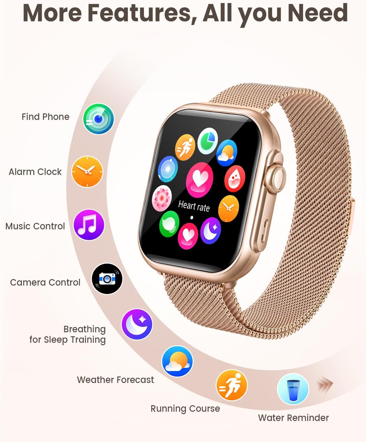 Smart Watch for Women for iPhone Android:1.85" Smartwatch Fitness Tracker