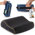 alkamto Travel & Camping Comfortable Memory Foam Pillow – Easy to Carry Portable Bag – Temperature Regulating Pillow Case (Black Contour)