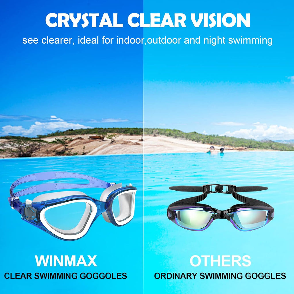 WIN.MAX Swimming Goggles Swim Pool Goggles Anti Fog Anti UV No Leakage Clear Vision for Men Women Adults Teenagers