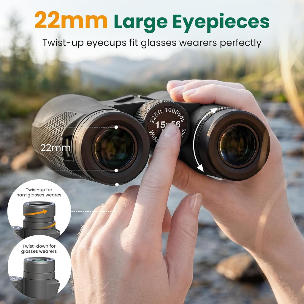 Aurosports 15x56 Binoculars for Adults High Powered Cruise Ship Bird, BAK4