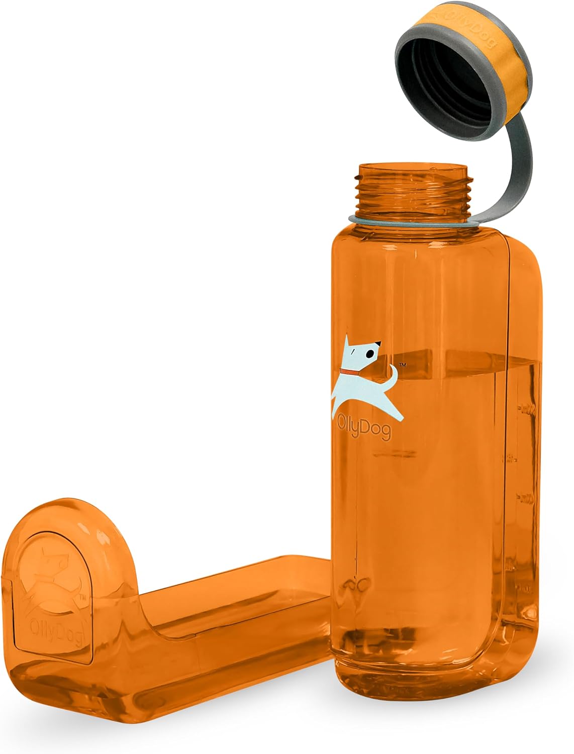 OllyDog OllyBottle Tritan Water Bottle with Detachable Dog Bowl | BPA Free Leakproof | 20oz | Share Water with Your Dog | Hiking Travel Camping (600ML, Hot Pink)