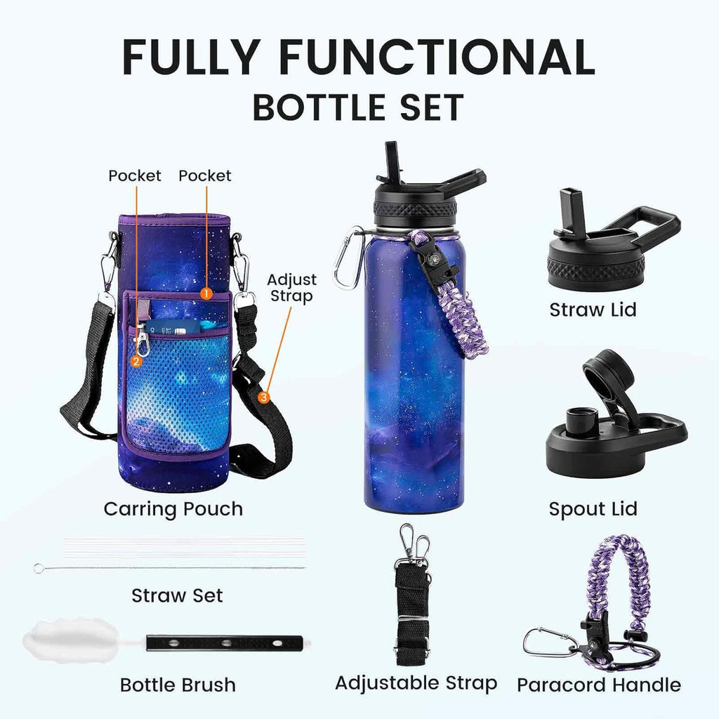 RAYMYLO Insulated Water Bottle 40 oz, Triple Wall Vacuum Stainless Steel