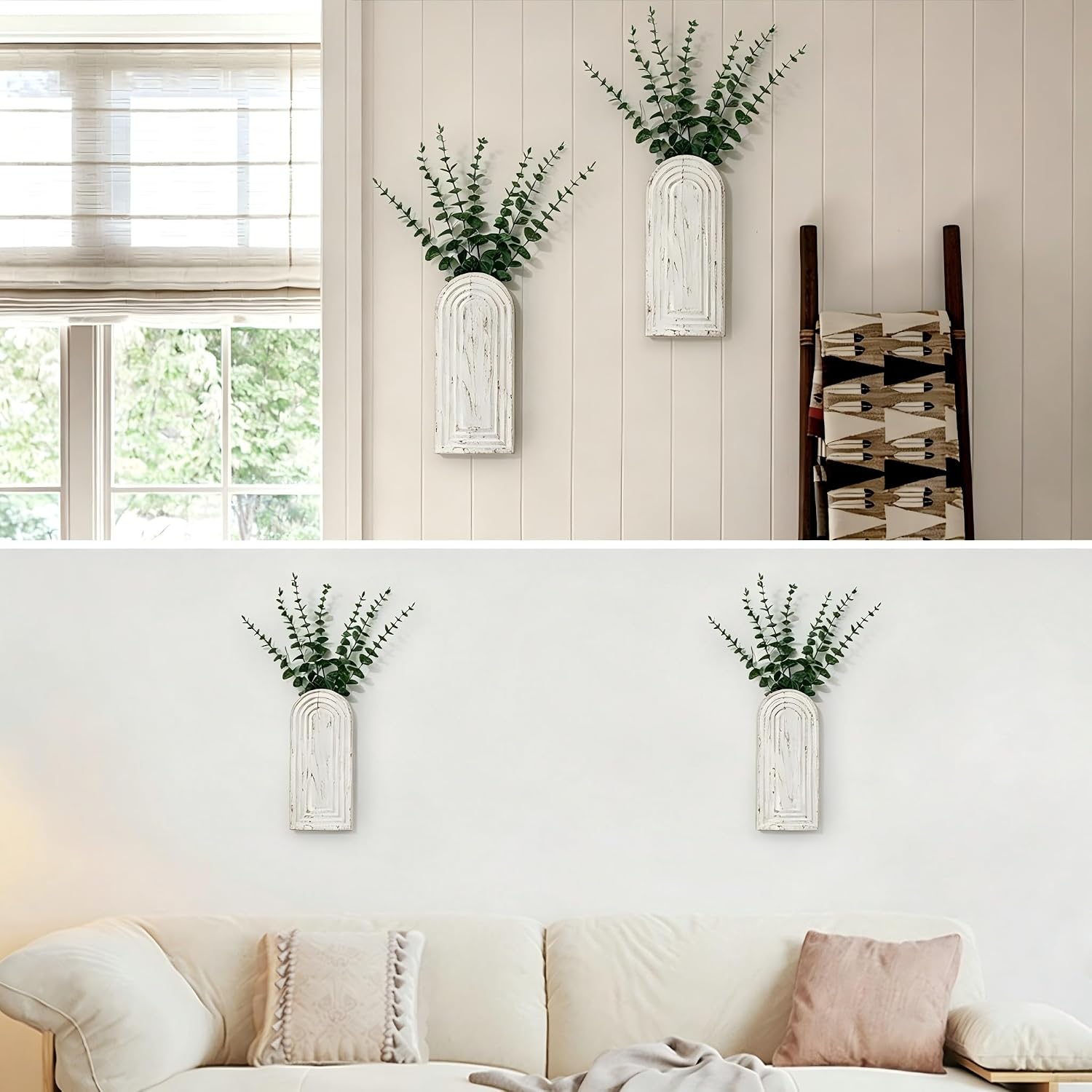 Handmade Wooden Wall Vases Set of 2 for Plants