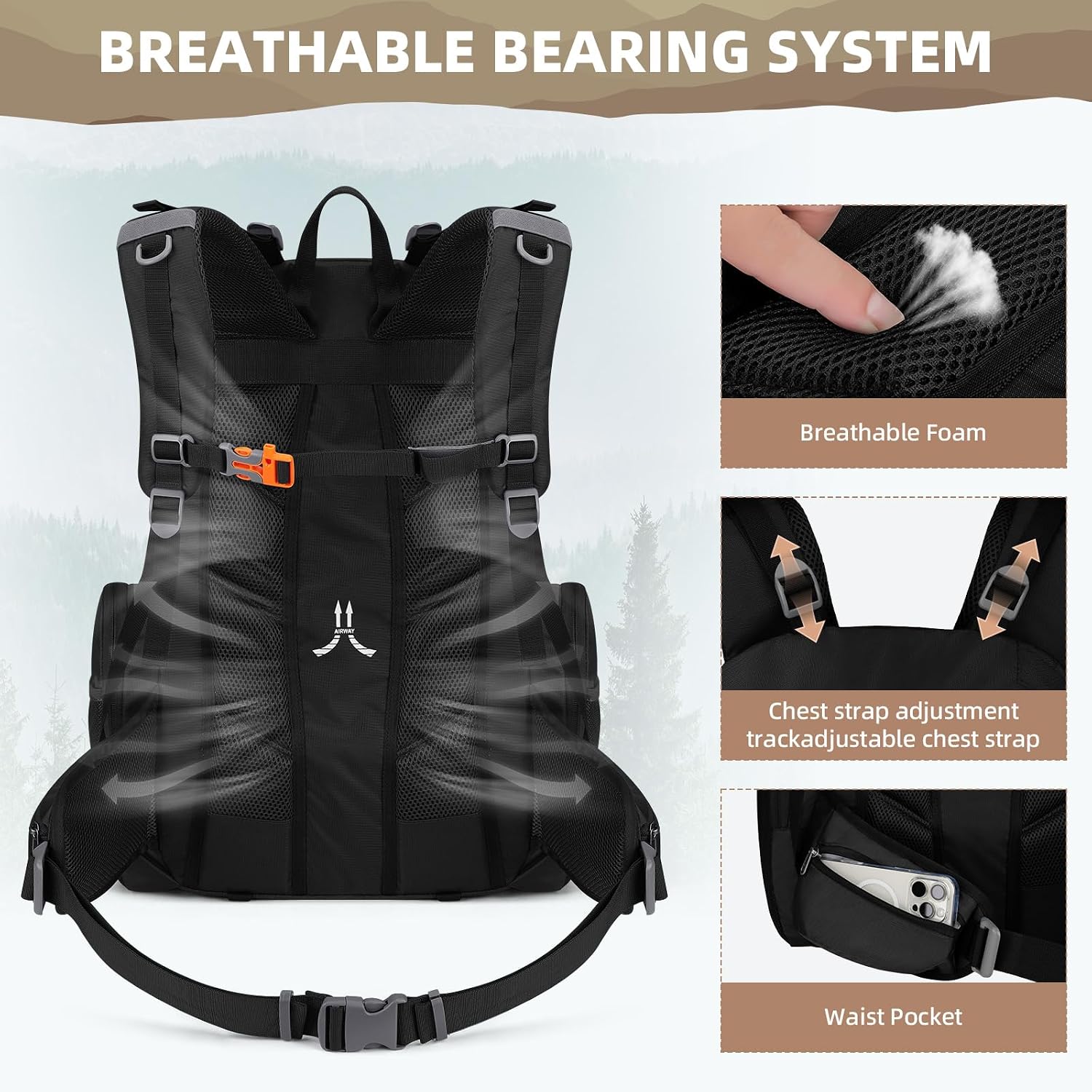 Maelstrom 40L Waterproof Hiking Backpack, Lightweight Travel Daypack | Rain Cover,Hydration-Ready, Tripod Straps, Load Compression, Survival Whistle, Perfect For Men, Women,Camping,Travel