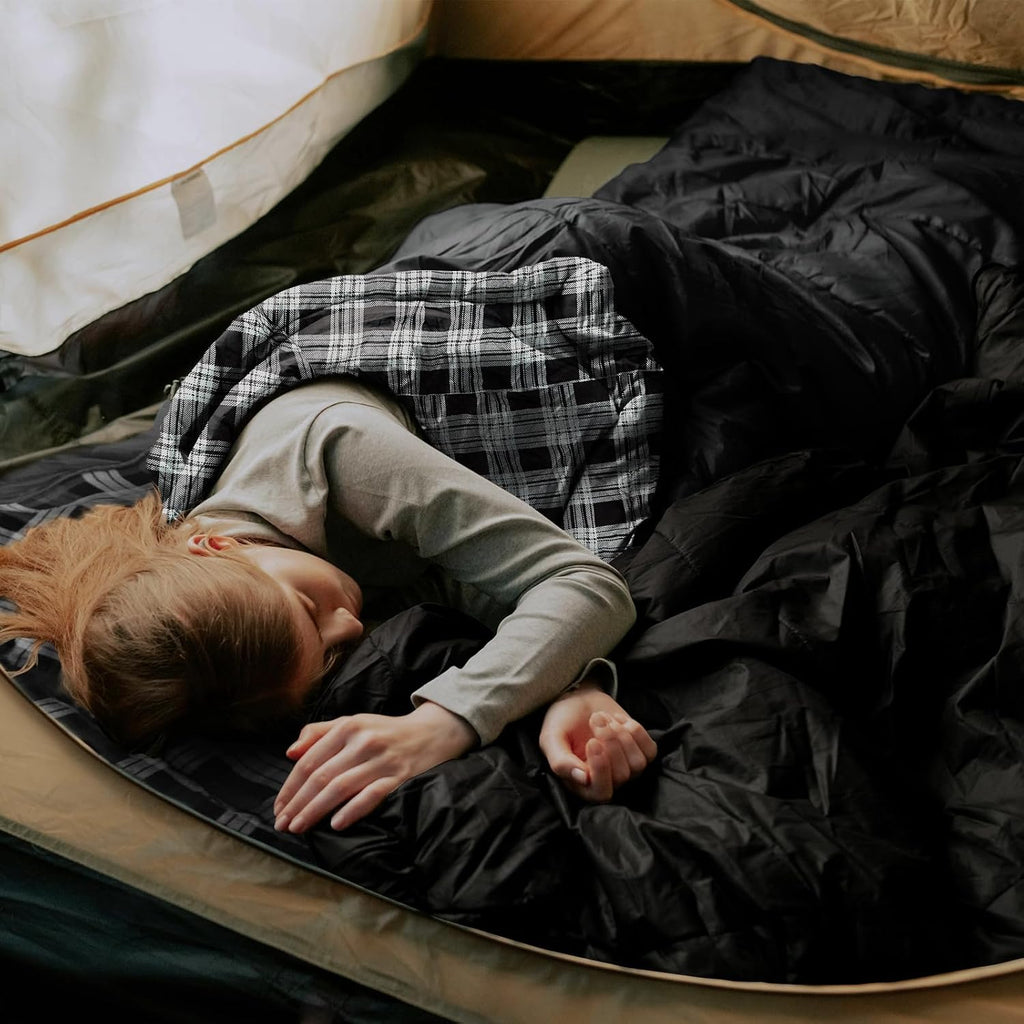 ShinHye 0 Degree Sleeping Bag for Adults - Cotton Flannel 4 Season Cold Weather Winter, XXL Big and Tall Camping Sleeping Bag with Compression Sack