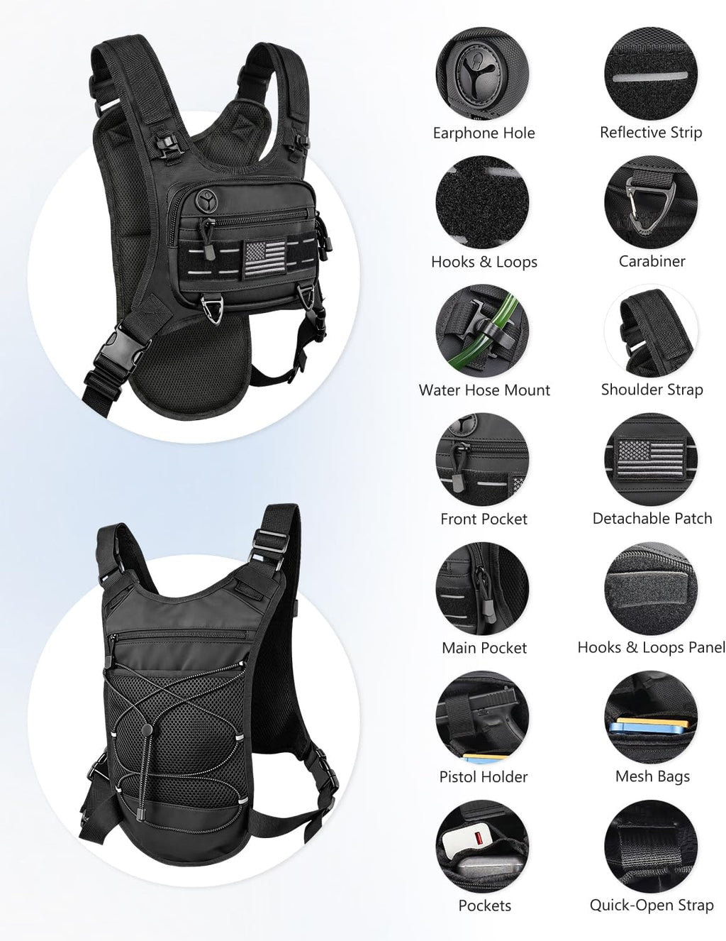 Hydration Backpack with 2L Water Bladder, Water Backpack for Hiking