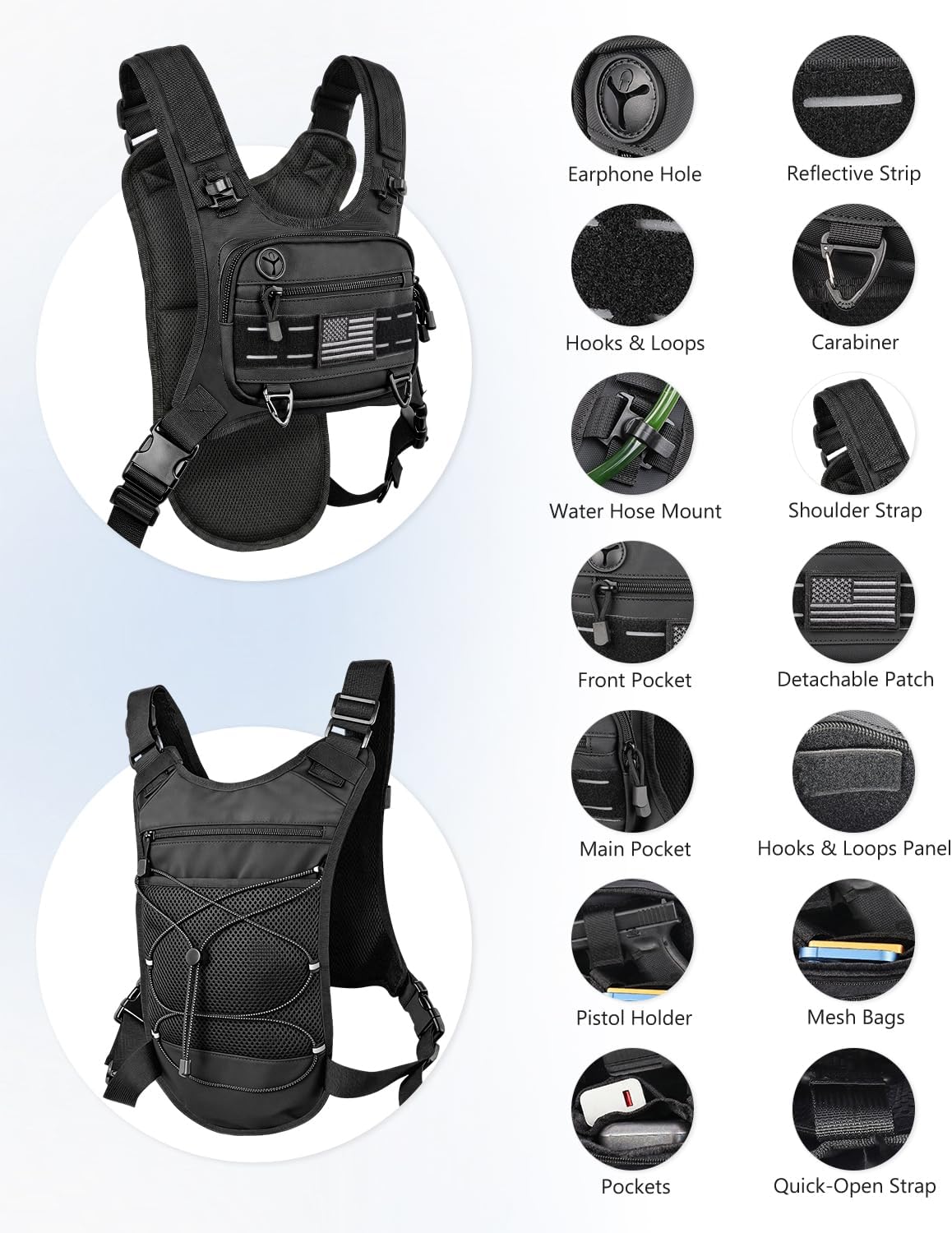 Hydration Backpack with 2L Water Bladder, Water Backpack for Hiking