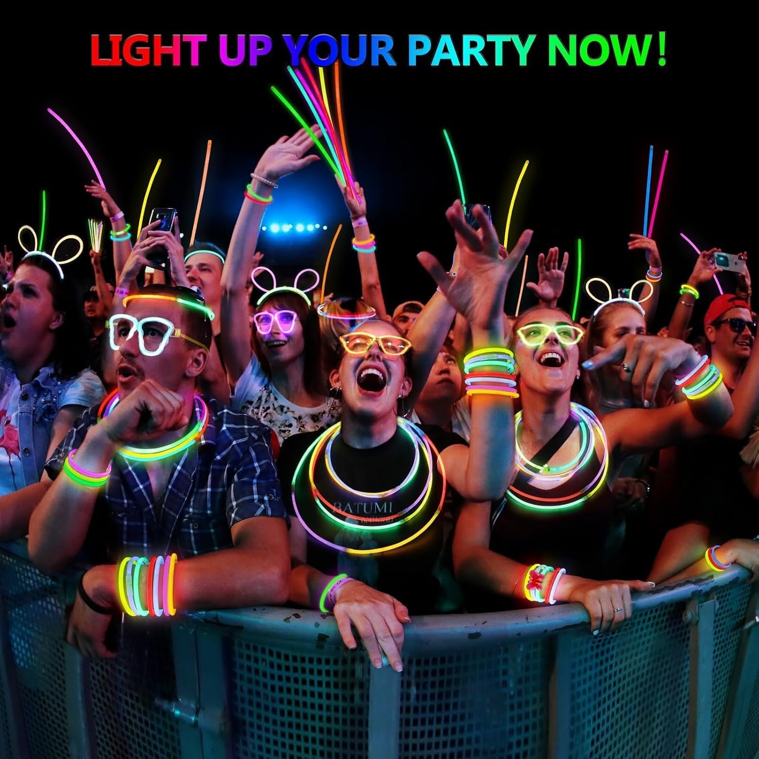 BUDI 467Pcs Glow Sticks Party Favors for Kid Adult Halloween Toys Bulk Pack