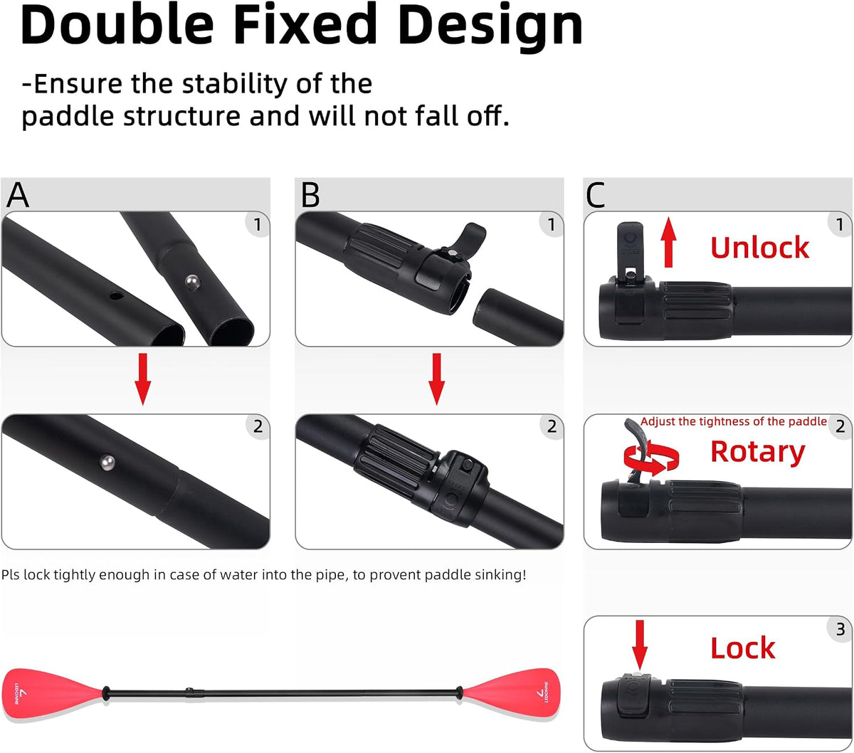LEDONNE SUP Paddle 4-Piece Adjustable Stand Up Paddle Floating Lightweight Portable Kayak Paddle Paddleboard Oar with Aluminum Alloy Shaft, 2 Nylon Blades,3 Million Sets Per Year 500 Bought Monthly
