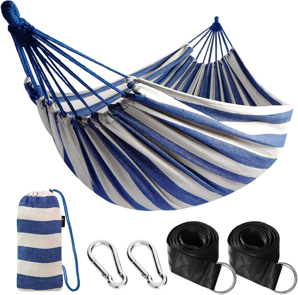 ANYOO Cotton Camping Hammock Portable with Tree Straps Holds 660lbs