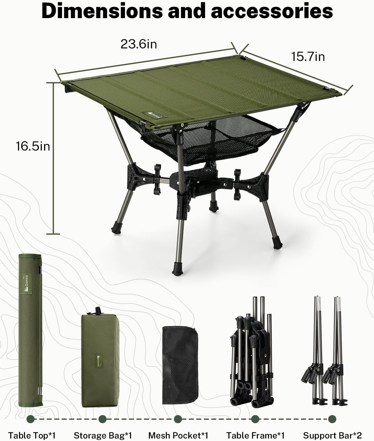 Gonex Portable Camping Table, Lightweight Foldable Camp Side Table