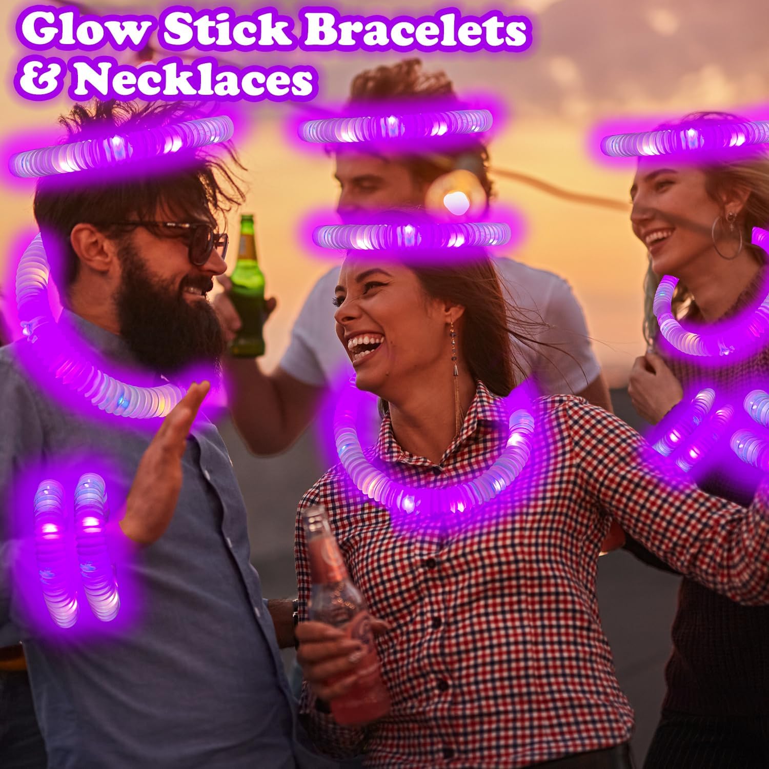 24 PCS Purple Glow Sticks Party Favors Supplies Toys for Kids Adults