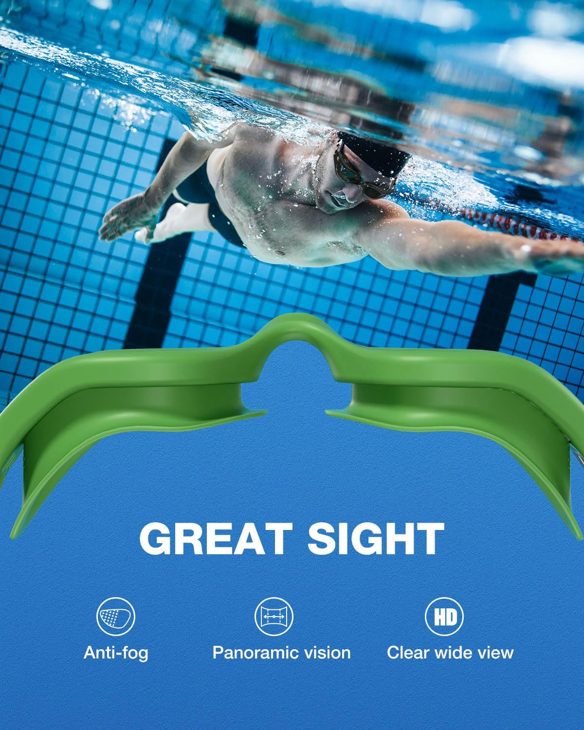 ZIONOR G1 Air Swim Goggles Adult, Polarized for Pool, Outdoor, Open Water