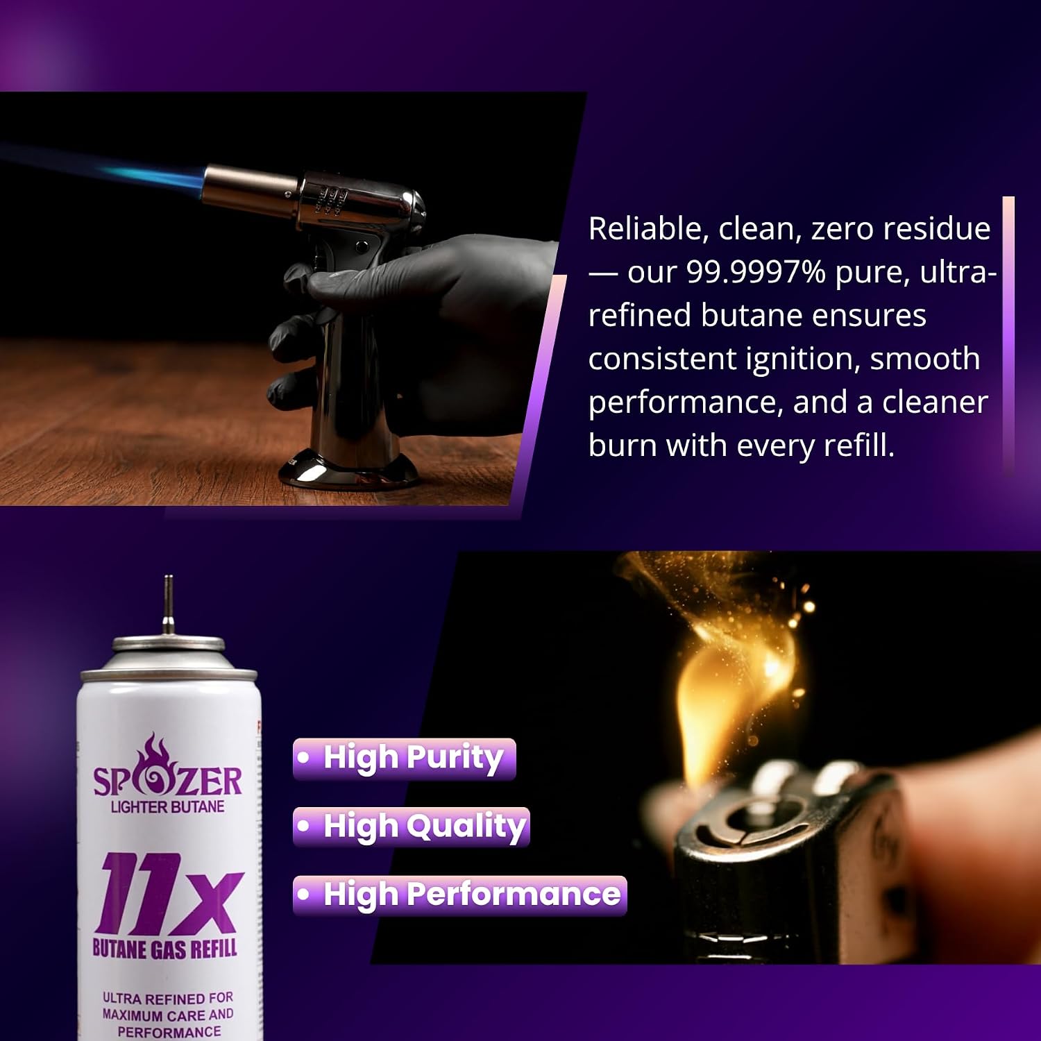 SPOZER 11X Butane Fuel Refill 99.9997% Pure 300ml for Torch Lighter 36 Cans
