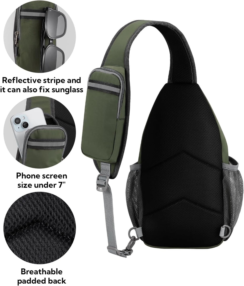 WATERFLY Crossbody Sling Backpack Sling Bag Travel Hiking Daypack