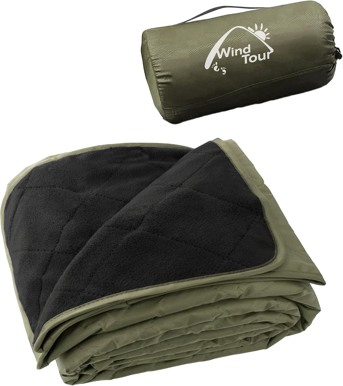 Wind Tour Warm Polar Fleece Blanket Picnic Outdoor & Beach, Machine Washable Camping Quilt for Cold Weather, Adventure, Sleeping, Backpacking (Dark Blue)