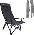CAMPINGMOON Foldable Cotton Canvas Camping Chair Campfire High Back Low Style Relaxing Chair Black F-1002C-BK