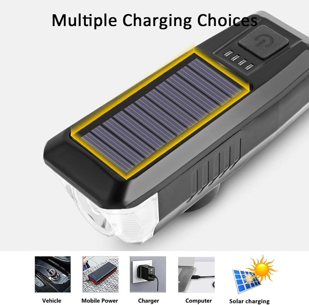 Bike Light, USB Rechargeable Headlight, IPX4 Waterproof, 3 Modes
