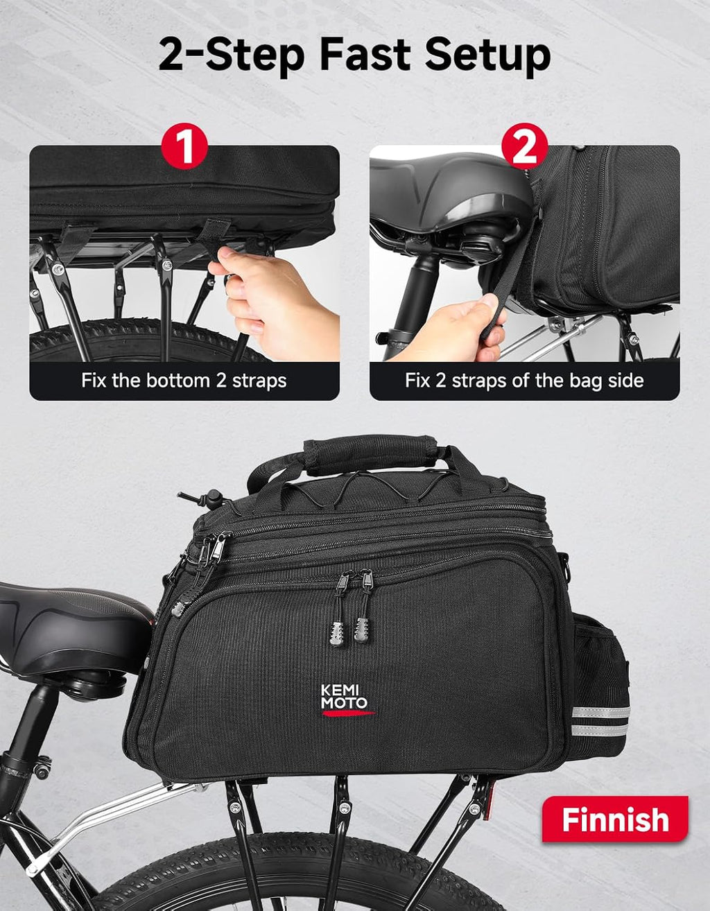 KEMIMOTO Bike Rack Bag, Expandable 40L Bicycle Rear Rack Trunk Pannier Bag