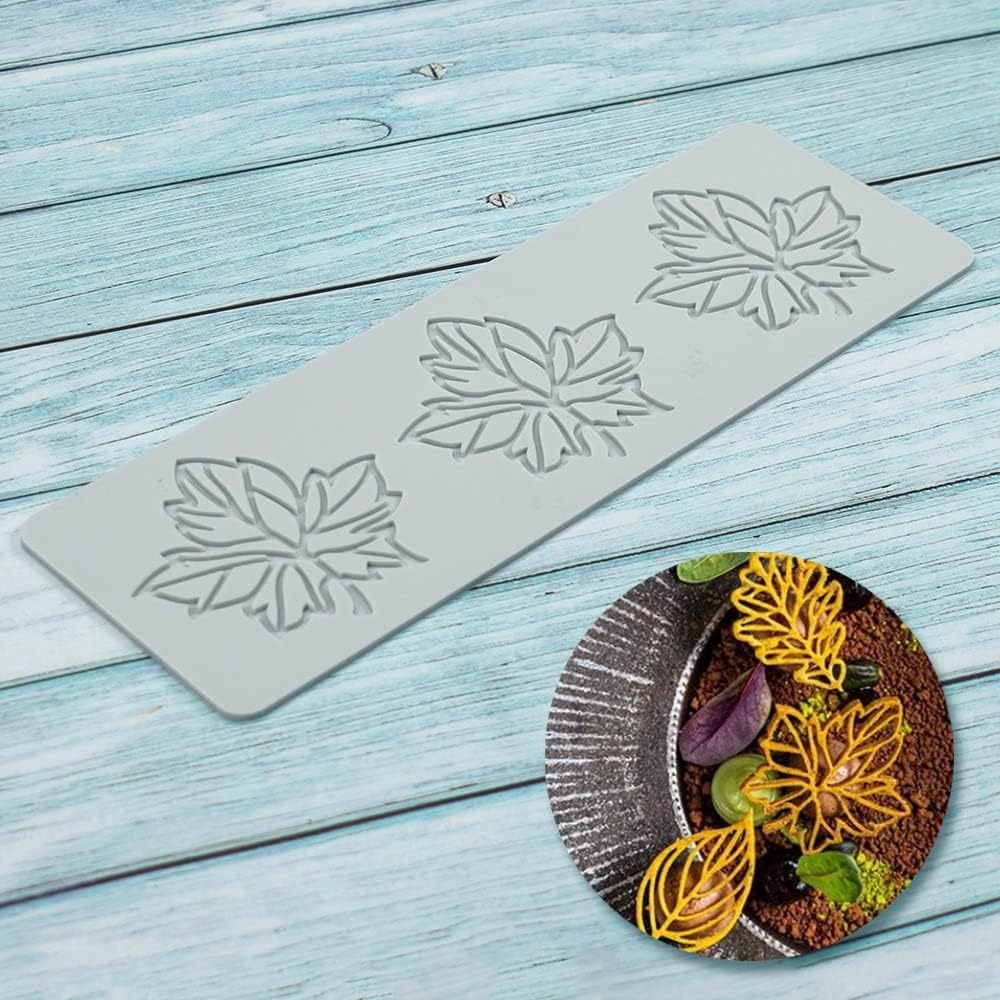 Hollow Leaf Silicone Molds Lover Heart Chocolate Molds Geometry 3D Silicone Mould Chocolate Candy Leaf Mold Sugar Craft Cake Decoration Cupcake Top (T_Leaf_10.8 * 3.76 * 0.12inch)