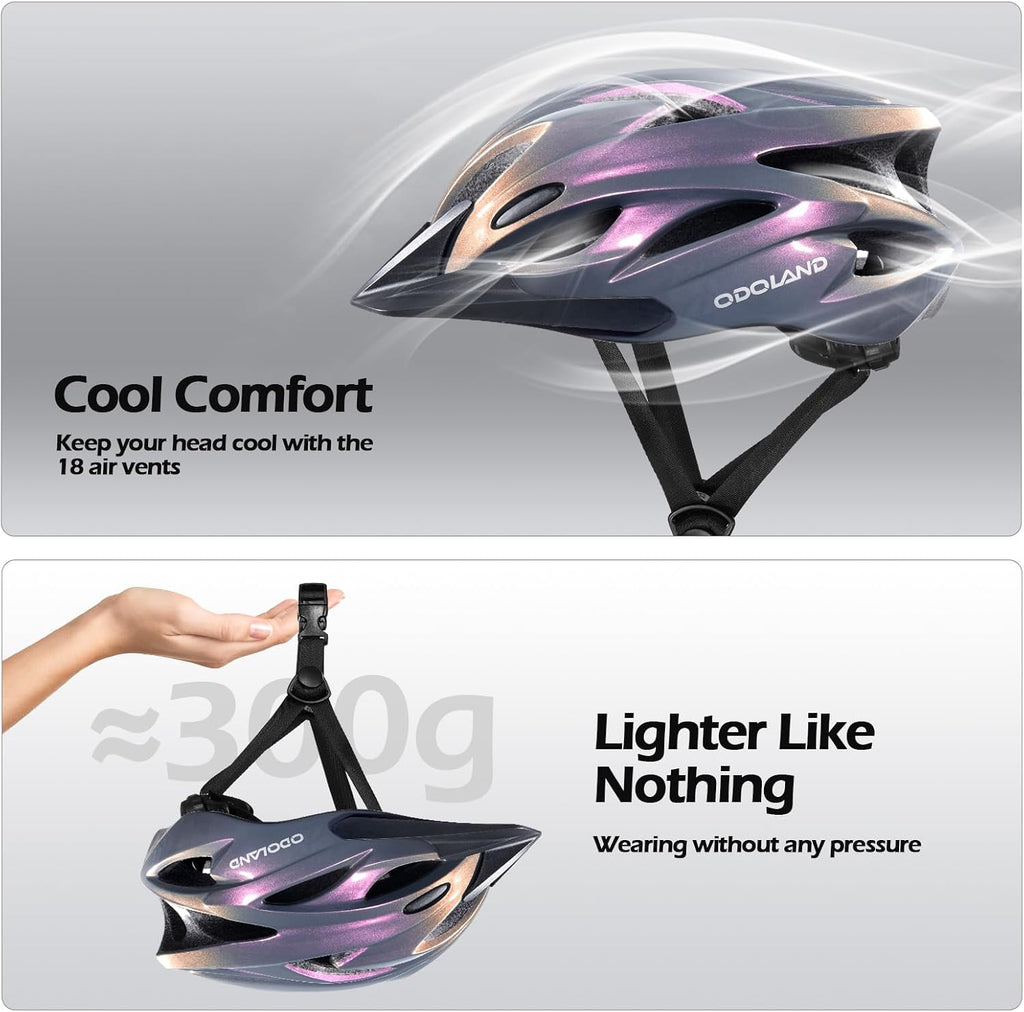 Odoland Adult Bike Helmet with Cycling Sunglasses Set for Men & Women