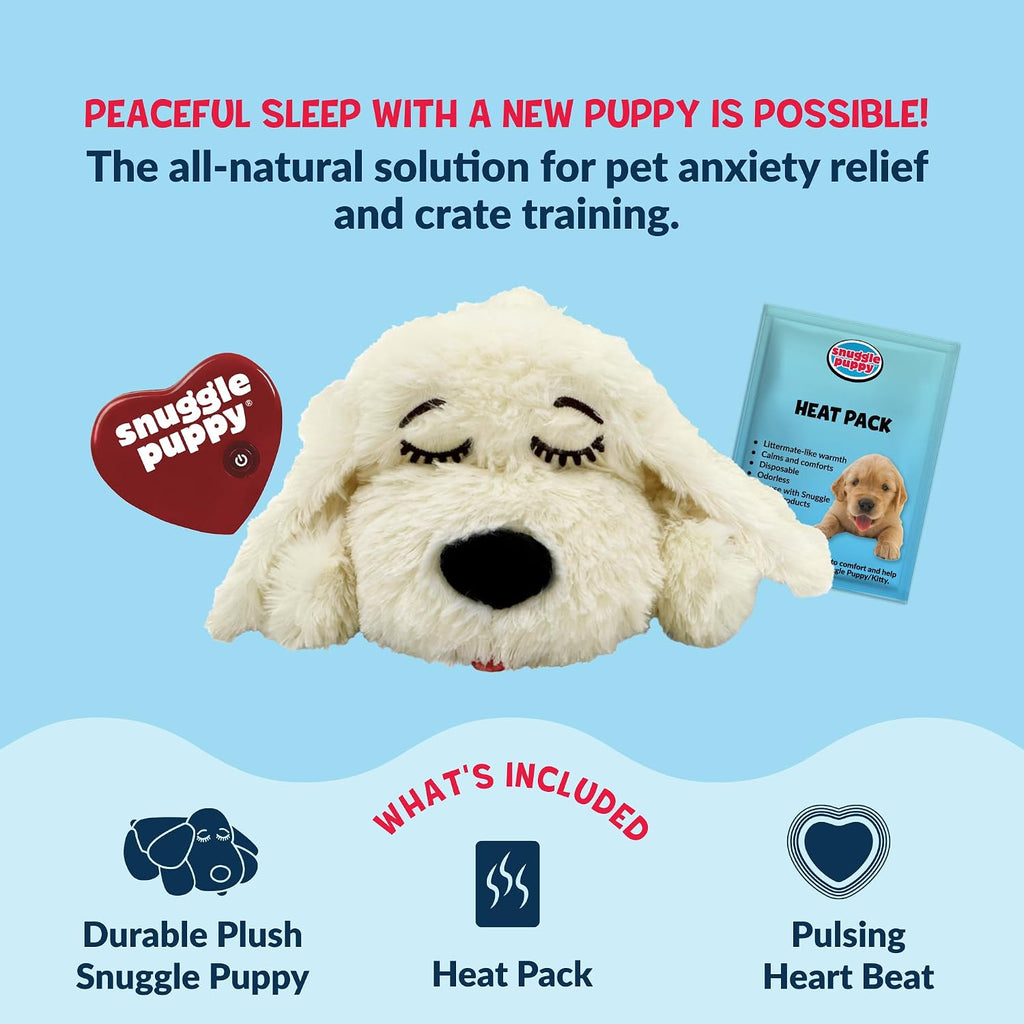 Snuggle Puppy Heartbeat Toy, Calming Comfort, Medium Breeds - Cream